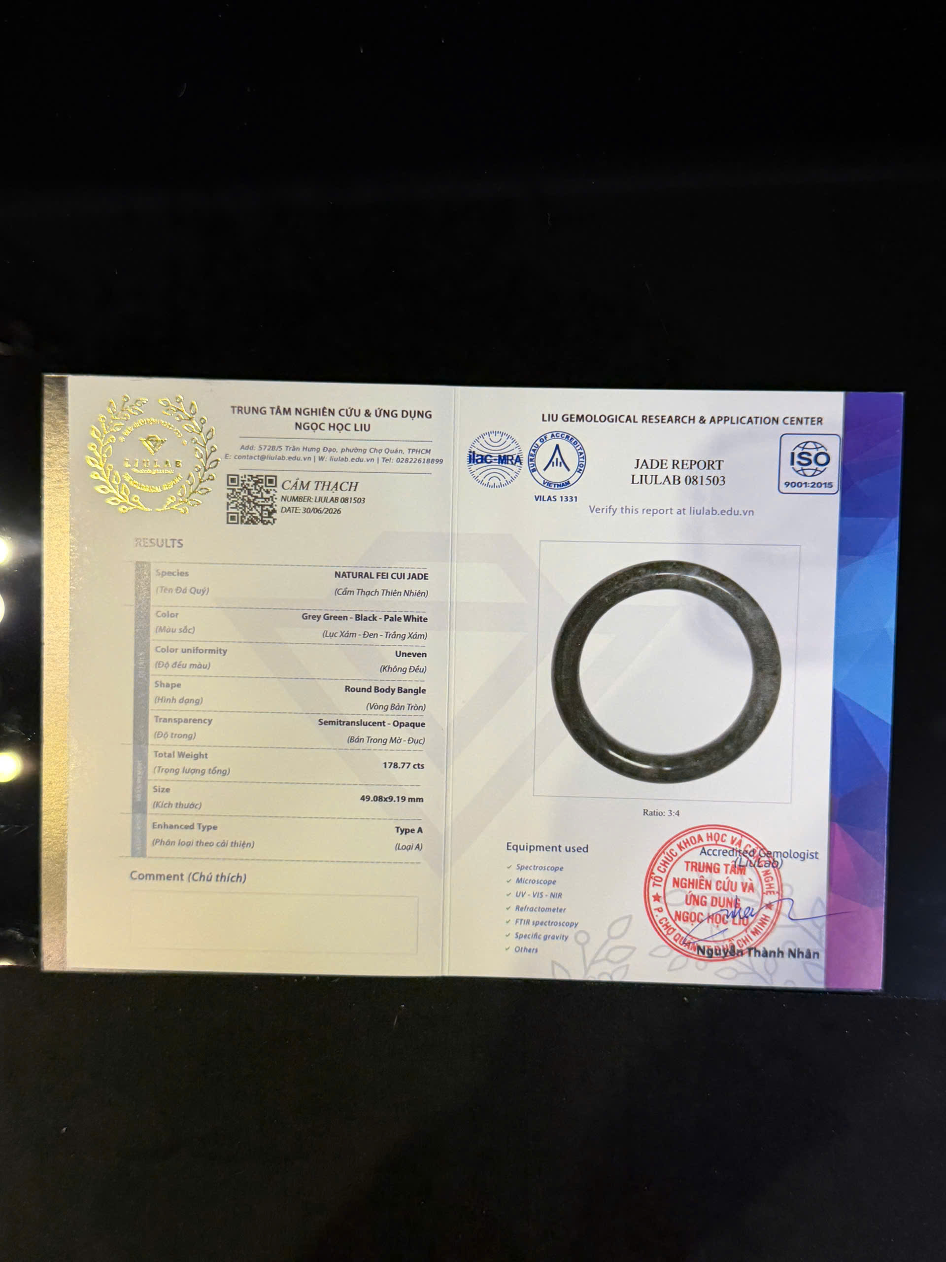 Vòng tay cẩm thạch LIULAB mã 081503