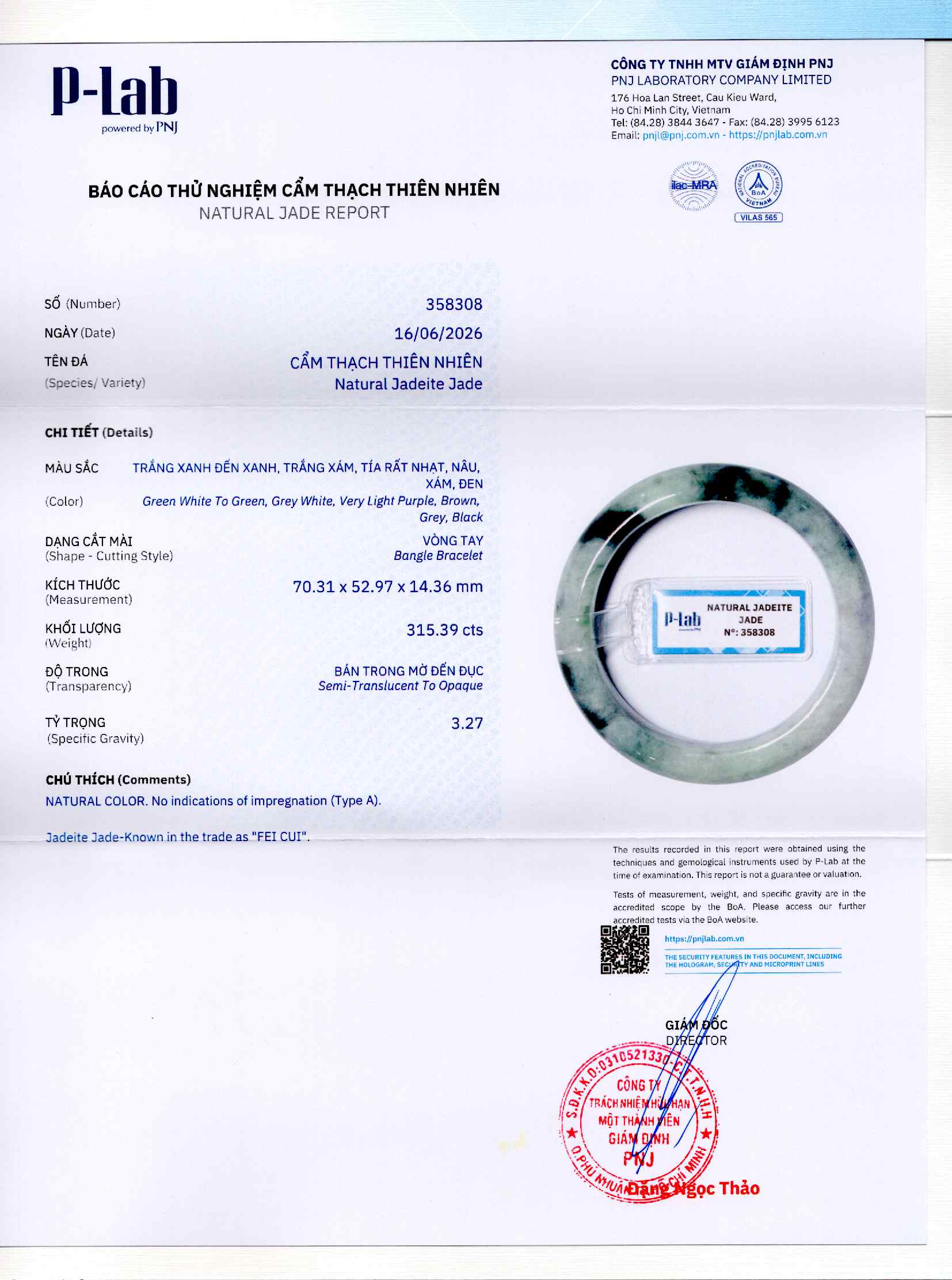 Giấy giám định 358308