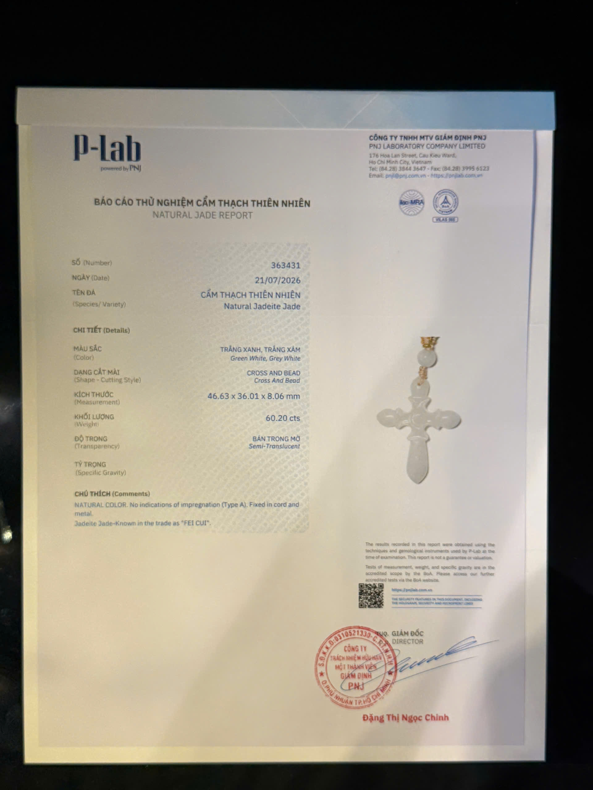 Mặt dây chuyền thánh giá cẩm thạch mã 363431