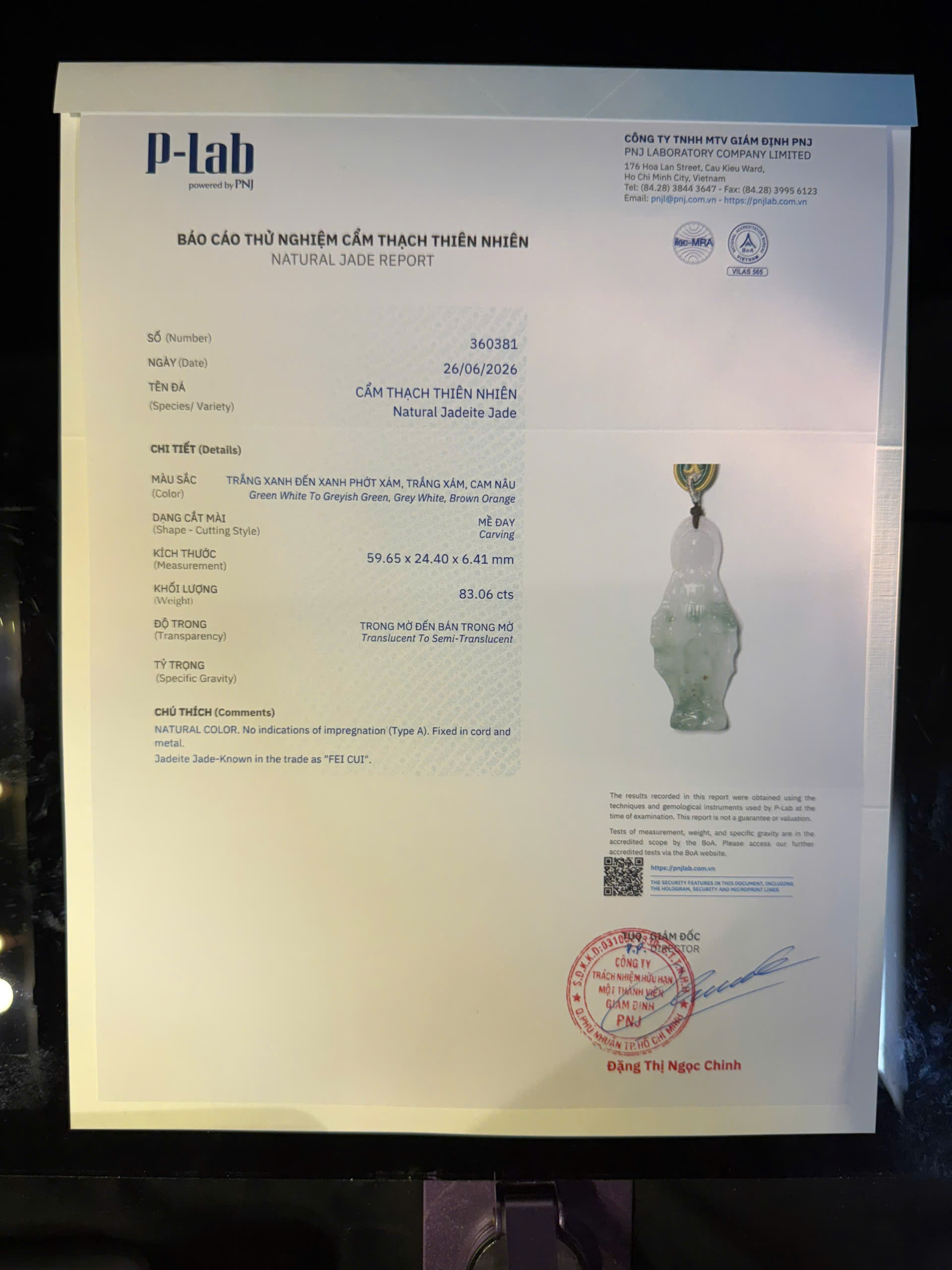 Mặt dây chuyền cẩm thạch mã 360381